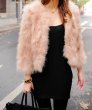 画像2: Faux Fluffy Feather Fur Coat Jacket (2)