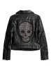 画像2: Back studded skull fake leather riders jacket バックスカルライダース (2)