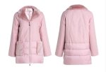 画像2: Women's Shearling Fur trim Wool Coat ファー付き中綿ジャケットロング丈 (2)