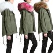 画像2: プラスサイズあり Real Fox Fur Hoodie Military Coat リアルファー付ミリタリーモッズコート (2)