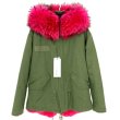 画像2: プラスサイズあり Real Raccoon fur Hoodie Military Coat Short リアルファー付ミリタリーモッズコート (2)