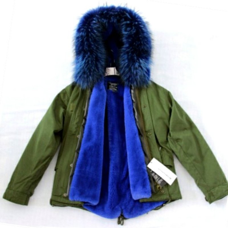 画像4: プラスサイズあり Real Raccoon fur Hoodie Military Coat Short リアルファー付ミリタリーモッズコート (4)