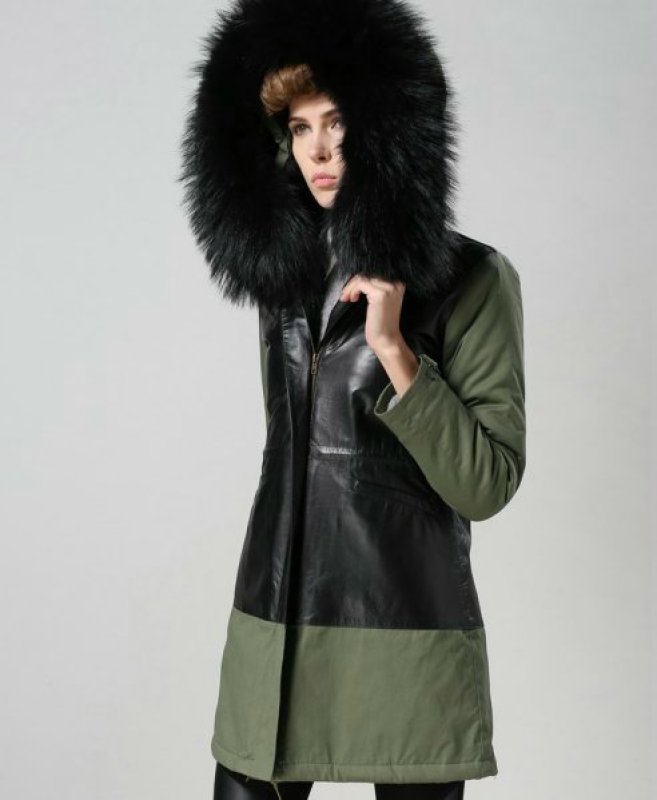 画像3: プラスサイズあり 2-tone Real Fox Fur Real Fur Liner Hoodie Military Coat Short 2トーンリアルファーフード&ライナー付ミリタリーモッズコート (3)