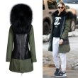 画像1: プラスサイズあり 2-tone Real Fox Fur Real Fur Liner　Hoodie Military Coat Short 2トーンリアルファーフード&ライナー付ミリタリーモッズコート (1)