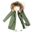 画像9: プラスサイズあり Real Raccoon fur Hoodie Military Coat Long  リアルファー付ミリタリーモッズコートロング (9)