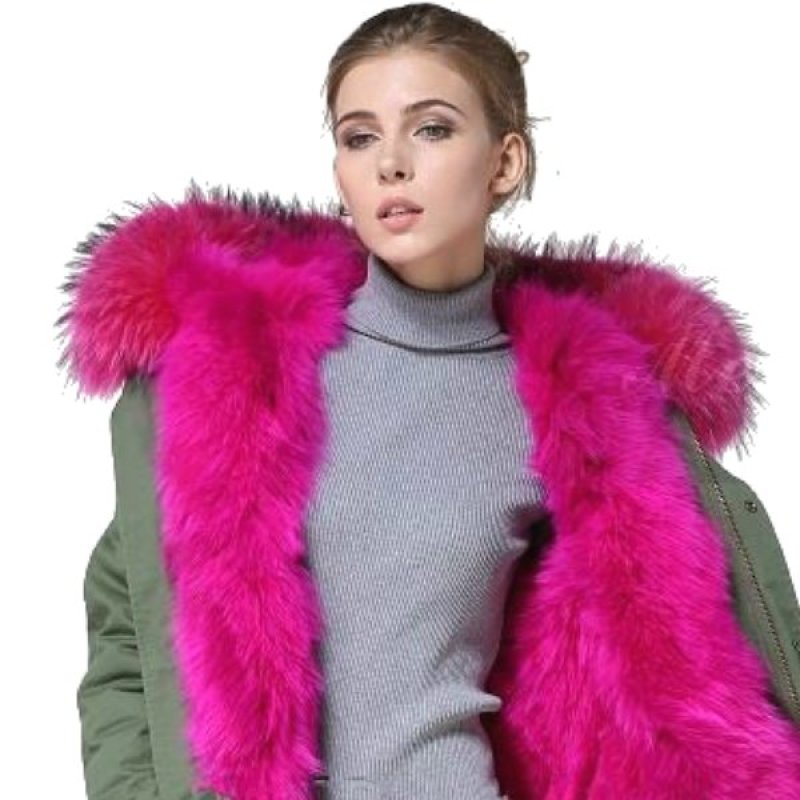 画像12: プラスサイズあり Real Raccoon fur Hoodie Military Coat Long  リアルファー付ミリタリーモッズコートロング (12)