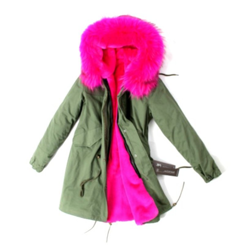 画像5: プラスサイズあり Real Raccoon fur Hoodie Military Coat Long  リアルファー付ミリタリーモッズコートロング (5)