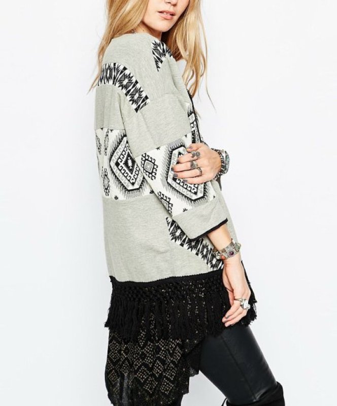 画像3: エスニック フリンジノーカラージャケット カーディガン  (3)