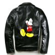 画像1: Unisex Mickey Leather Riders Jacket バックミッキー本革本皮リアルラムレザーライダースジャケット (1)