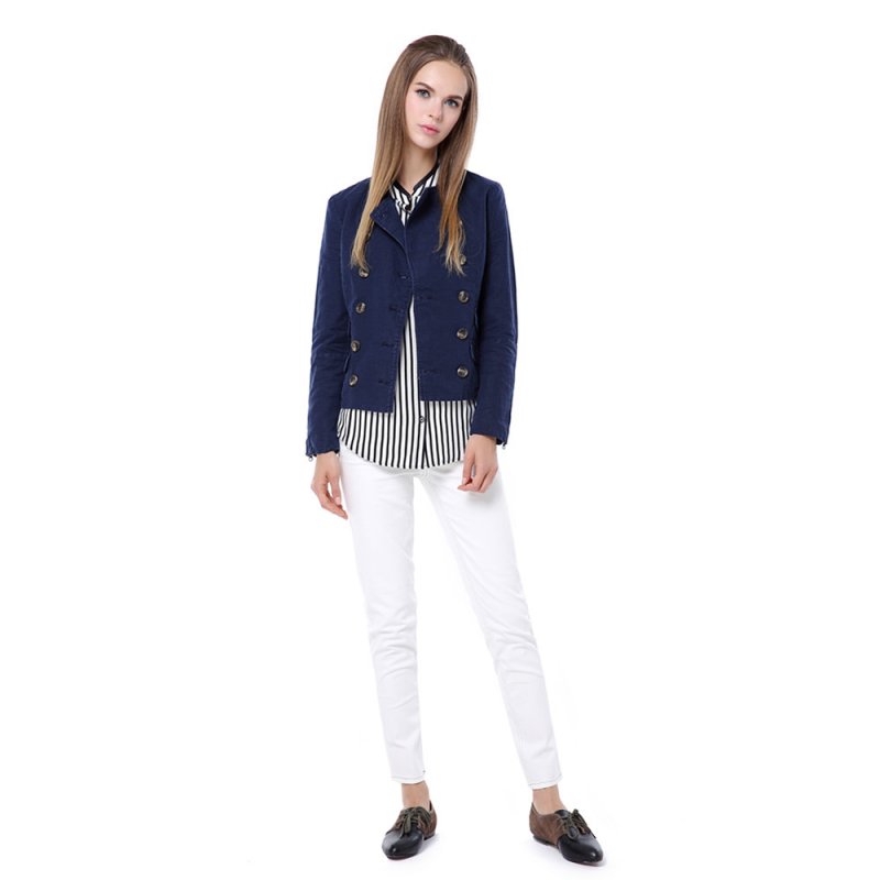 画像4: ラウンドネックダブルブレストジャケット ブレザー (4)