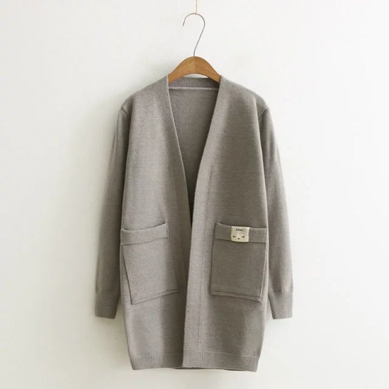 画像2: ニットロングカーディガン　ジャケット　コート (2)