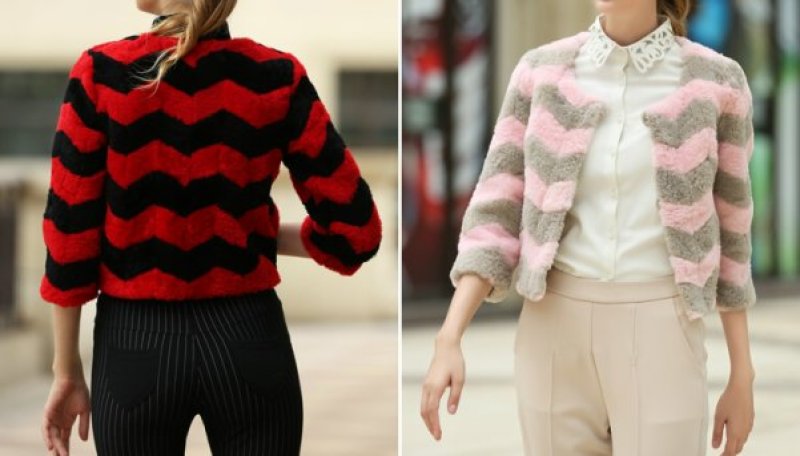 画像2: シープスキンバイカラー7分丈袖ジャケット ショートコート プラスサイズあり (2)