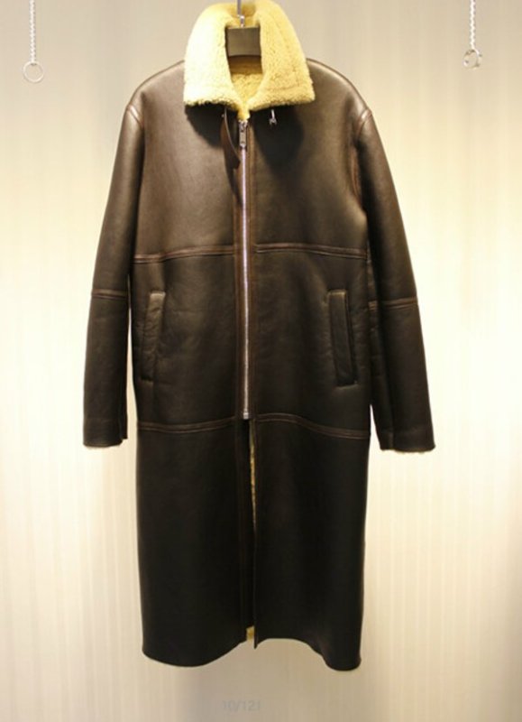 画像6: シープスキンユニセックス男女兼用ロングコート (6)