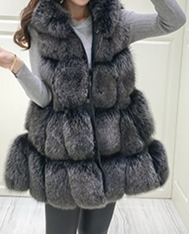 画像3: フォックスファーフード付きフーディーベスト (3)