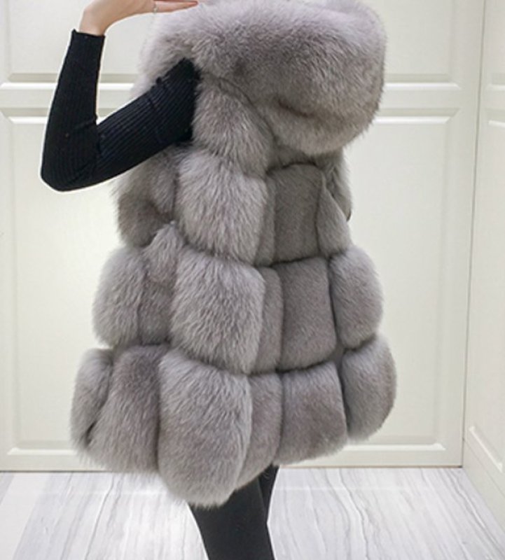 画像2: フォックスファーフード付きフーディーベスト (2)