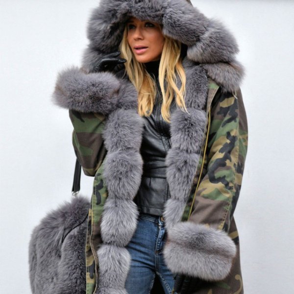 画像1: Real Saga Fox Fur Real Fur LinerHoodie Camouflage Military Coat  迷彩リアルサガフォックスファーフード&ライナー付ミリタリーモッズコート (1)