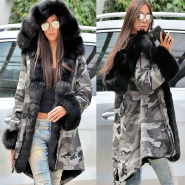 画像1: Real Saga Fox Fur Real Fur LinerHoodie Grey Camouflage Military Coat  グレー迷彩リアルサガフォックスファーフード&ライナー付ミリタリーモッズコート (1)