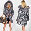 画像2: Real Saga Fox Fur Real Fur LinerHoodie Grey Camouflage Military Coat  グレー迷彩リアルサガフォックスファーフード&ライナー付ミリタリーモッズコート (2)