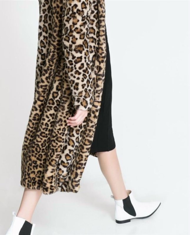画像4: レオパード ヒョウ柄 豹柄 ロングファーコート プラスサイズあり Leopard Fake Fur Coat (4)