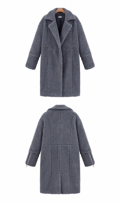 画像2: フェイクラムズウール暖かロングコート　 (2)