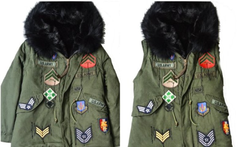 画像6: リアルファーフード&ライナー付ワッペン付ミリタリーモッズコート プラスサイズあり (6)