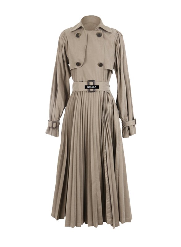 画像2: プリーツがオシャレなコートドレス　ワンピース (2)