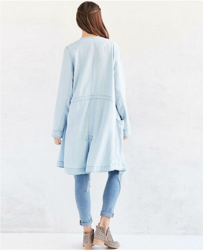 画像3: ソフトダンガリーコットンロングコート ジャケット (3)