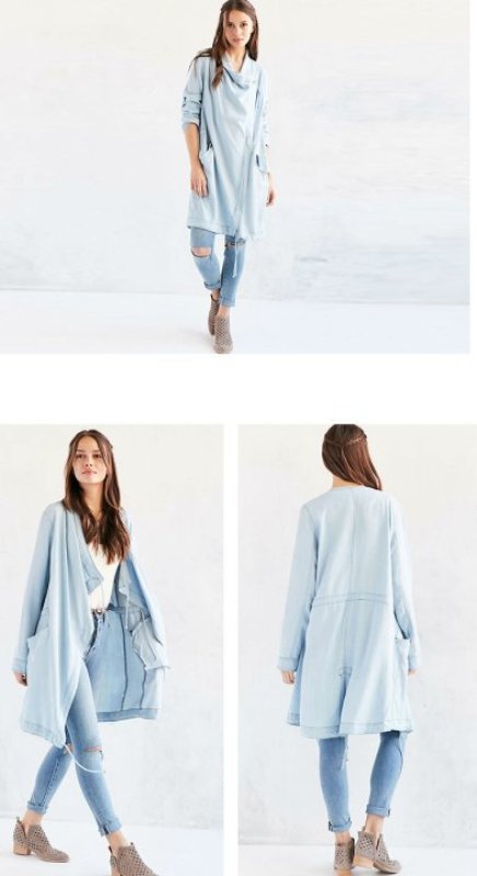 画像4: ソフトダンガリーコットンロングコート ジャケット (4)