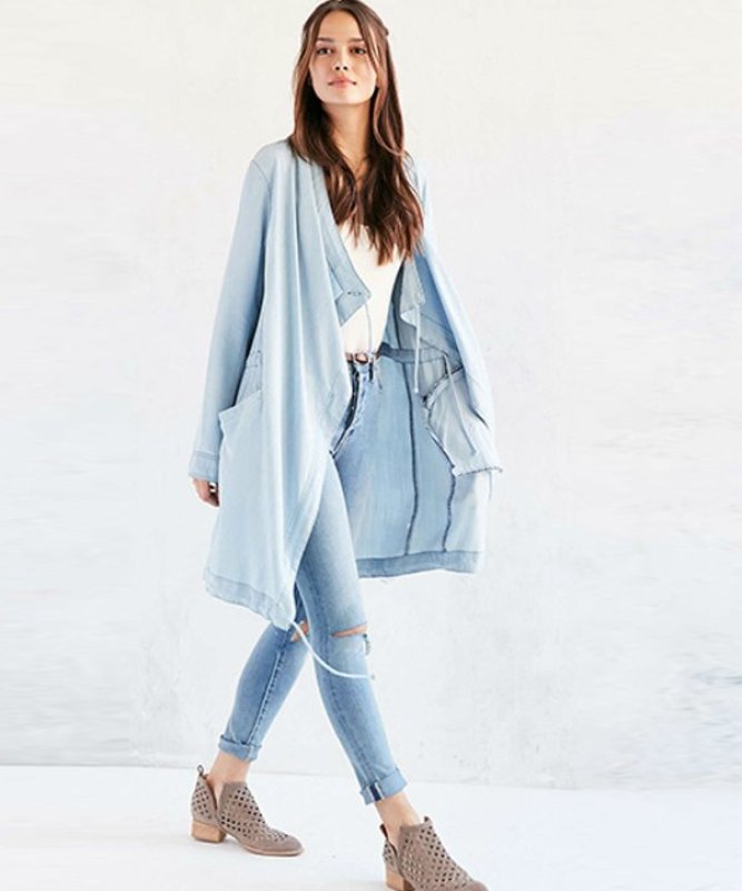 画像2: ソフトダンガリーコットンロングコート ジャケット (2)