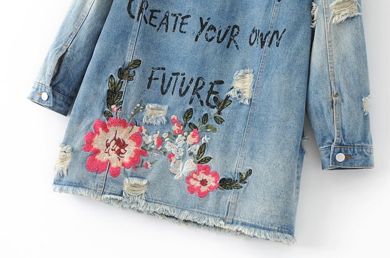 画像6: Women's Damage Flower Purine Long Length G ロング丈ダメージフラワープリントロング丈Gジャン ジャケット (6)