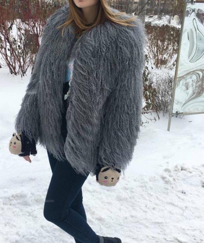 画像2: Women's Fake Mongolian lamb Fur Coat  フェイクモンゴリアンファーコート (2)