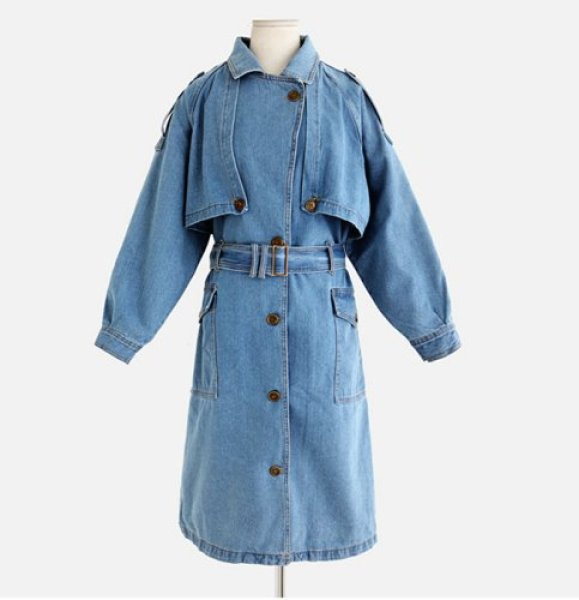 画像1: Woman's Denim trench coat　デニムトレンチコート　ジャケット (1)