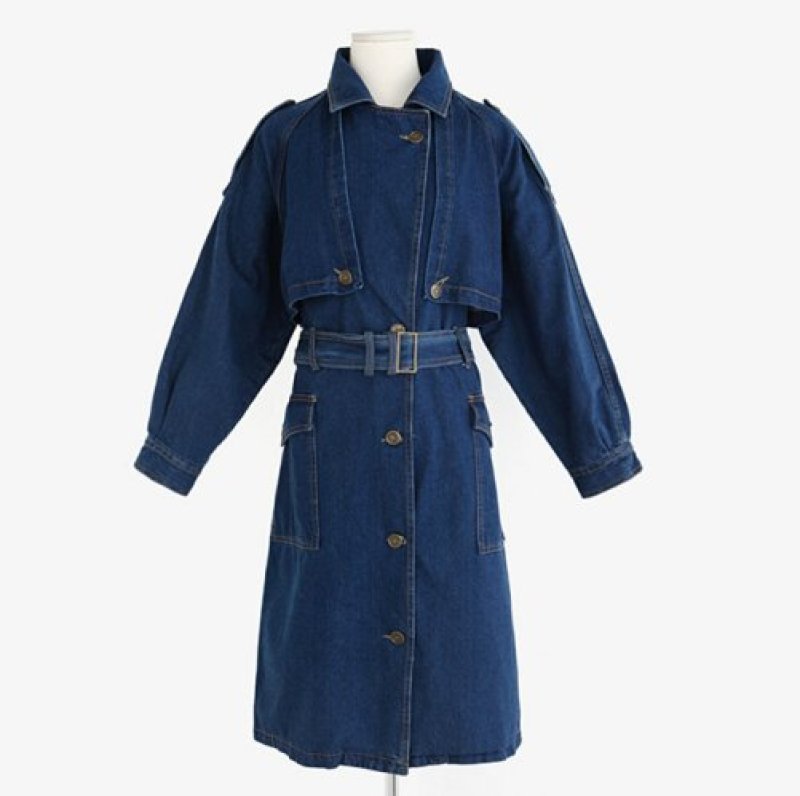 画像2: Woman's Denim trench coat デニムトレンチコート ジャケット (2)