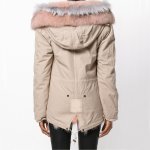 画像7: Woman's　Raccoon Fox Fur Collar Zipper Hooded  Coat  ニューカラー リアルファーフード&ライナー付ミリタリーモッズコート (7)