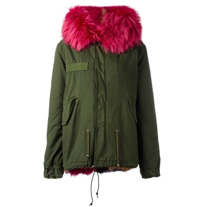 画像8: Woman's Real Fox Fur Liner  Collar Zipper Hooded  Coat Bomber Coat  ニューカラー リアルファーフード&ライナー付ミリタリーモッズコート (8)