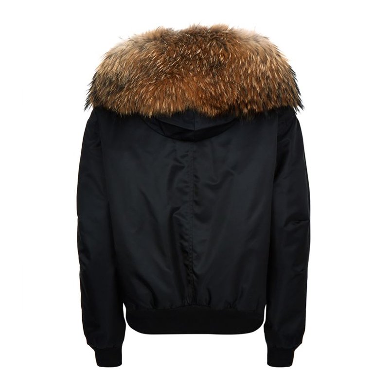 画像3: Woman's Real Fox Fur Liner  Collar Zipper Hooded  Coat Bomber Coat  ニューカラー リアルファーフード付MA-1ジャンバーブルゾンジャケット (3)