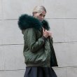 画像11: Woman's Real Fox Fur Liner  Collar Zipper Hooded  Coat Bomber Coat Army Windproof Jacket ニューカラー リアルファーフード付MA-1ジャンバーブルゾンジャケット (11)