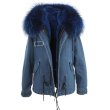 画像3: Fox Fur Collar Zipper Hooded Women Denim Coat　デニム リアルファーフードライナーモッズコート　ジャケット (3)