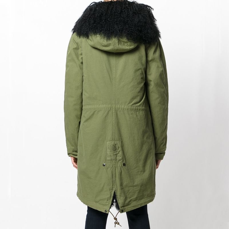 画像6: Mongolian Wool Fur Collar Removable Hooded Bomber Jacket Coat モンゴリアンリアルファーフードライナーモッズコート ジャケット (6)