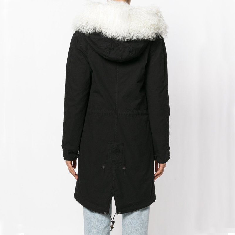 画像7: Mongolian Wool Fur Collar Removable Hooded Bomber Jacket Coat モンゴリアンリアルファーフードライナーモッズコート ジャケット (7)