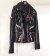 画像4: Unisex Snake  Embroidery Real Leather Riders Jacket　本革本皮リアルラムレザースネーク蛇刺繍入りライダースジャケット (4)