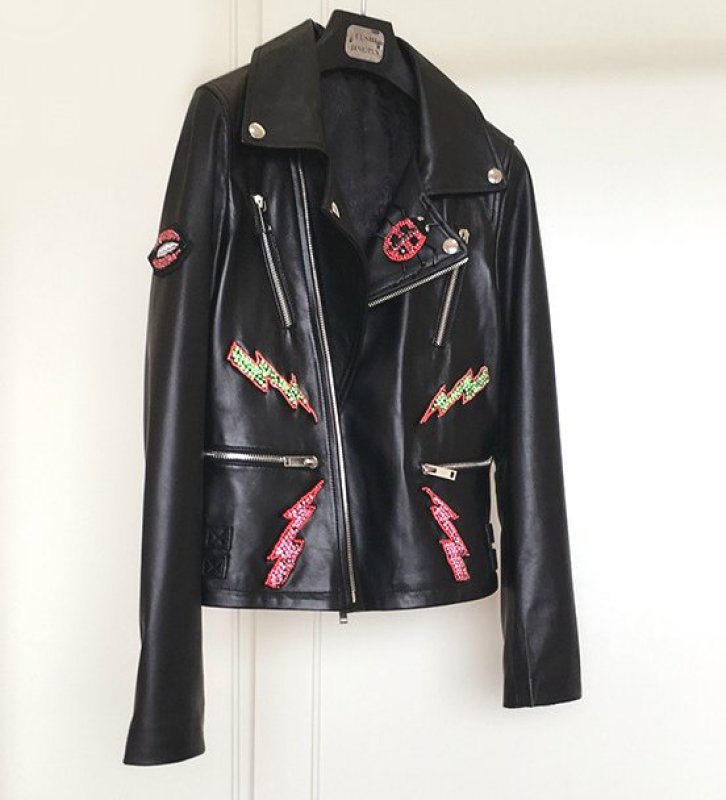 画像4: Unisex Snake  Embroidery Real Leather Riders Jacket 本革本皮リアルラムレザースネーク蛇刺繍入りライダースジャケット (4)