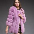 画像11: Real Fox Fur Real Fur Coat リアルフォックスファーコート ミディアム ブロックスリーブ ボディストライプ (11)