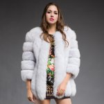 画像10: Real Fox Fur Real Fur Coat リアルフォックスファーコート ミディアム ブロックスリーブ ボディストライプ (10)