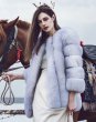 画像1: Real Fox Fur Real Fur Coat リアルフォックスファーコート ミディアム ブロックスリーブ ボディストライプ (1)