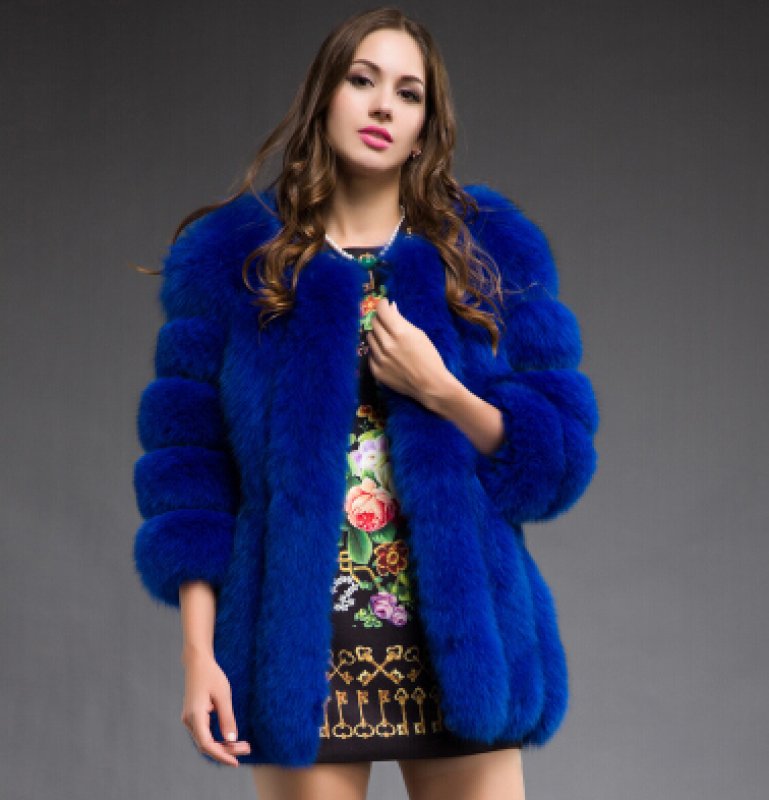 画像9: Real Fox Fur Real Fur Coat リアルフォックスファーコート ミディアム ブロックスリーブ ボディストライプ (9)