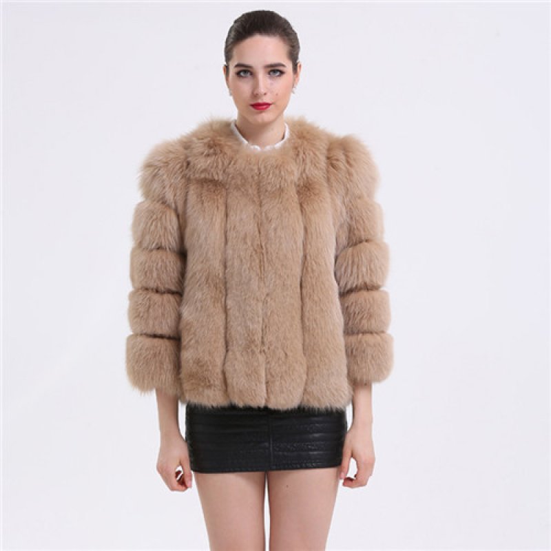 画像4: Real Fox Fur Real Fur Coat リアルフォックスファーコート ショート丈 ブロックスリーブ ボディストライプ (4)