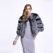 画像1: Real Fox Fur Real Fur Coat リアルフォックスファーコート ショート丈 ブロックスリーブ ボディストライプ (1)