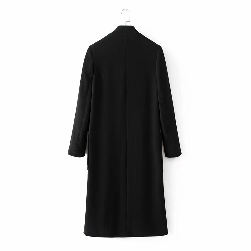 画像3: Basic simple buckle coat　ロングブラックシンプルコート　ジャケット (3)