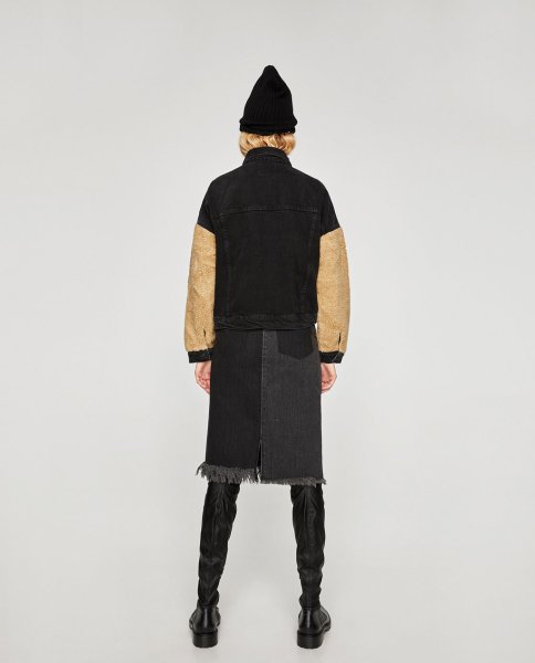 画像2: 　lambs wool sleeves decorated denim jacket　ウール袖デニムGジャン　ジャケット (2)
